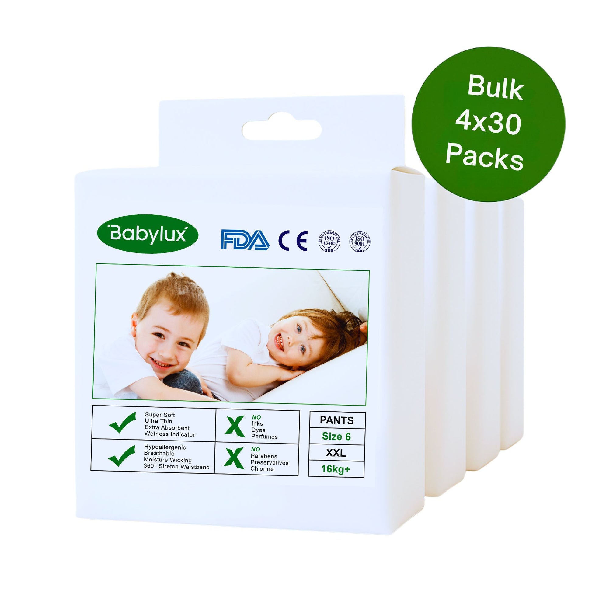 Babylux Nappy Pants Size 6 (13–18 kg) – eco-friendly, soft pull-up nappies for toddlers and preschoolers at Babylux Australia