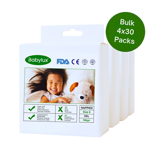 Babylux Nappies Size 6 (13–18 kg) – eco-friendly, soft and absorbent nappies for toddlers and preschoolers at Babylux Australia